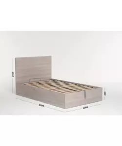 Letto piazza e mezza contenitore 'hi box' olmo naturale 120x190 cm